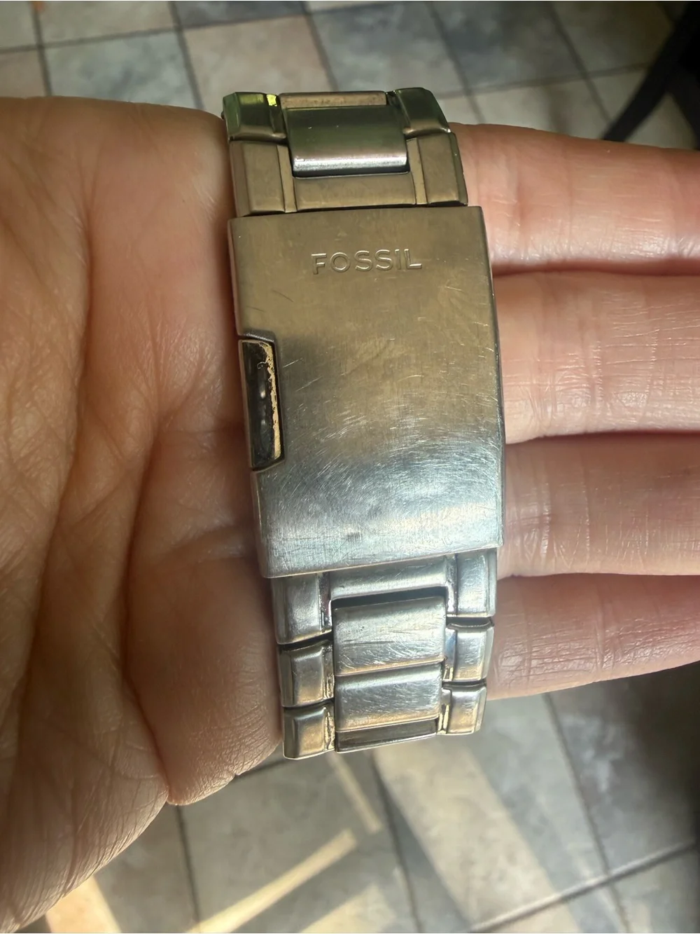 Fossil Silver-Tone Watch with Black Dial and Subdials